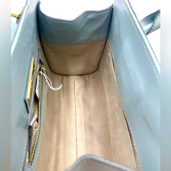 Auth Jimmy Choo Light Blue Star Studded 2way Mini Riley Satchel Top Hanfle Tote - Picture 12 of 15